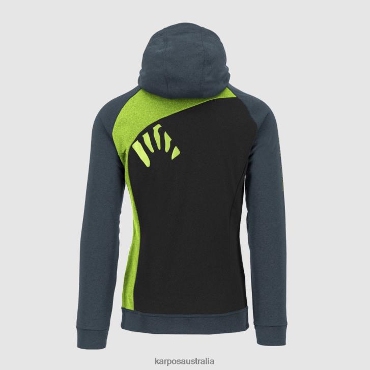 Fleece| Karpos Men PRAMPER HOODIE FLEECE BLACK/DARK SLATE/LIME GREEN 0Z8L296